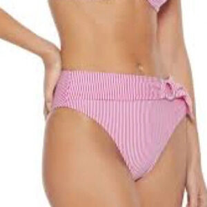 Onia Anais High Waist Belted Striped Bikini Bottom in Fuchsia - NWOT - Large
